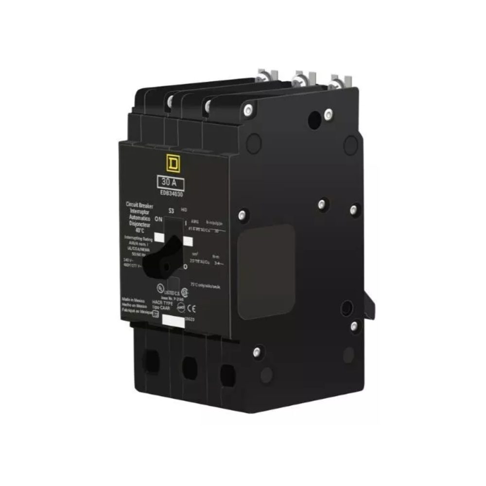 Square D EDB34030 Molded Case Circuit Breaker Bolt-On 30 Amp - 3 Pole - 480V NEW