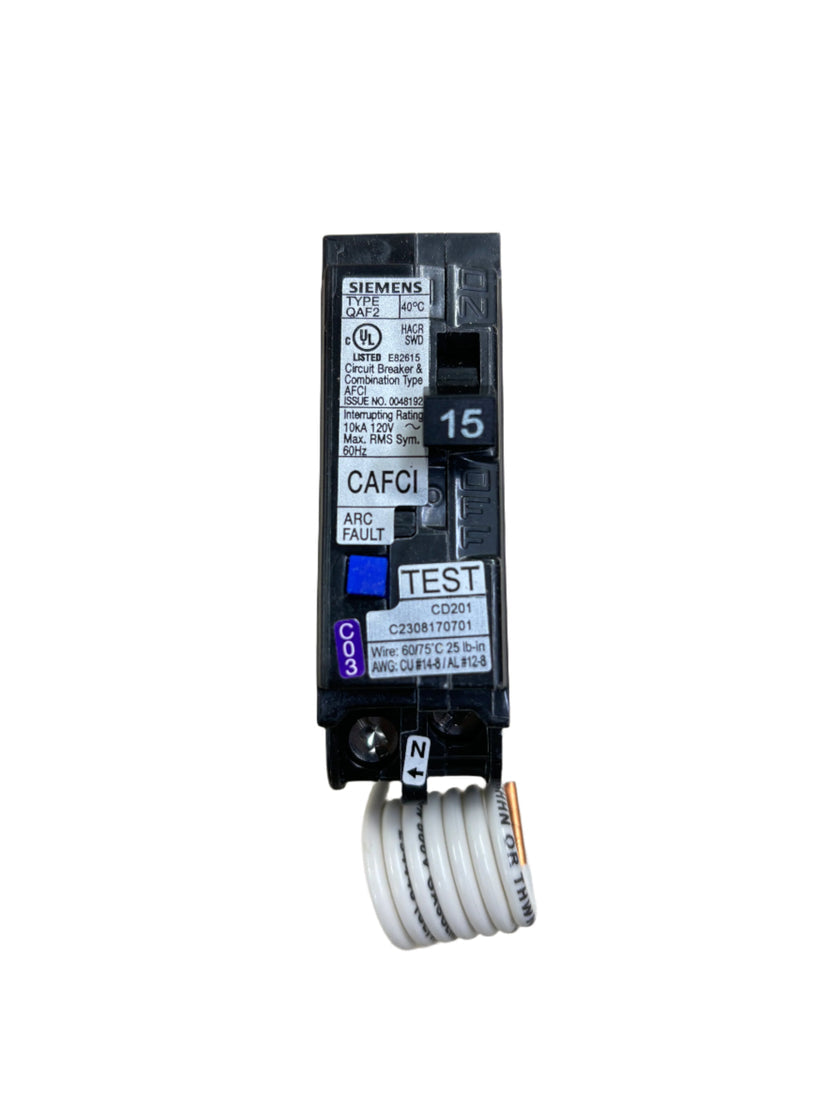 Siemens QA115AFCCSA Arc Fault (AFCI) 15 Amp 1 Pole Circuit Breaker Plug-In