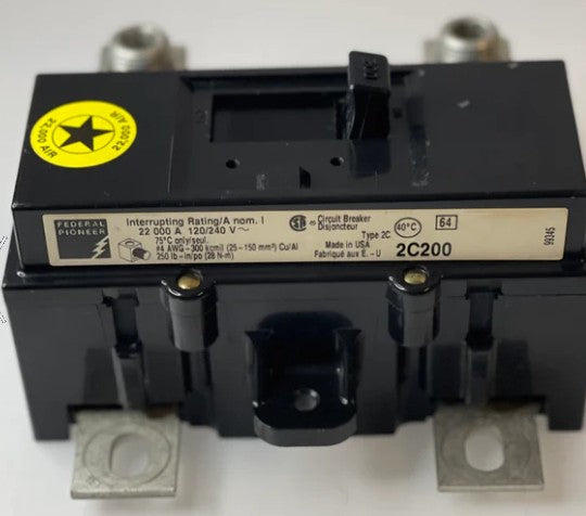Federal Pioneer 2C200 200 Amp 2 Pole Plug-In Main Circuit Breaker 240 Volt (Used)