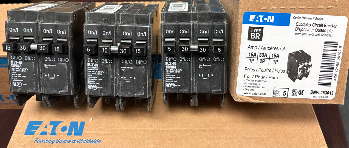Eaton DNPL153015 15/30/30/15 Amp Quad Plug-In Circuit Breaker, 240V