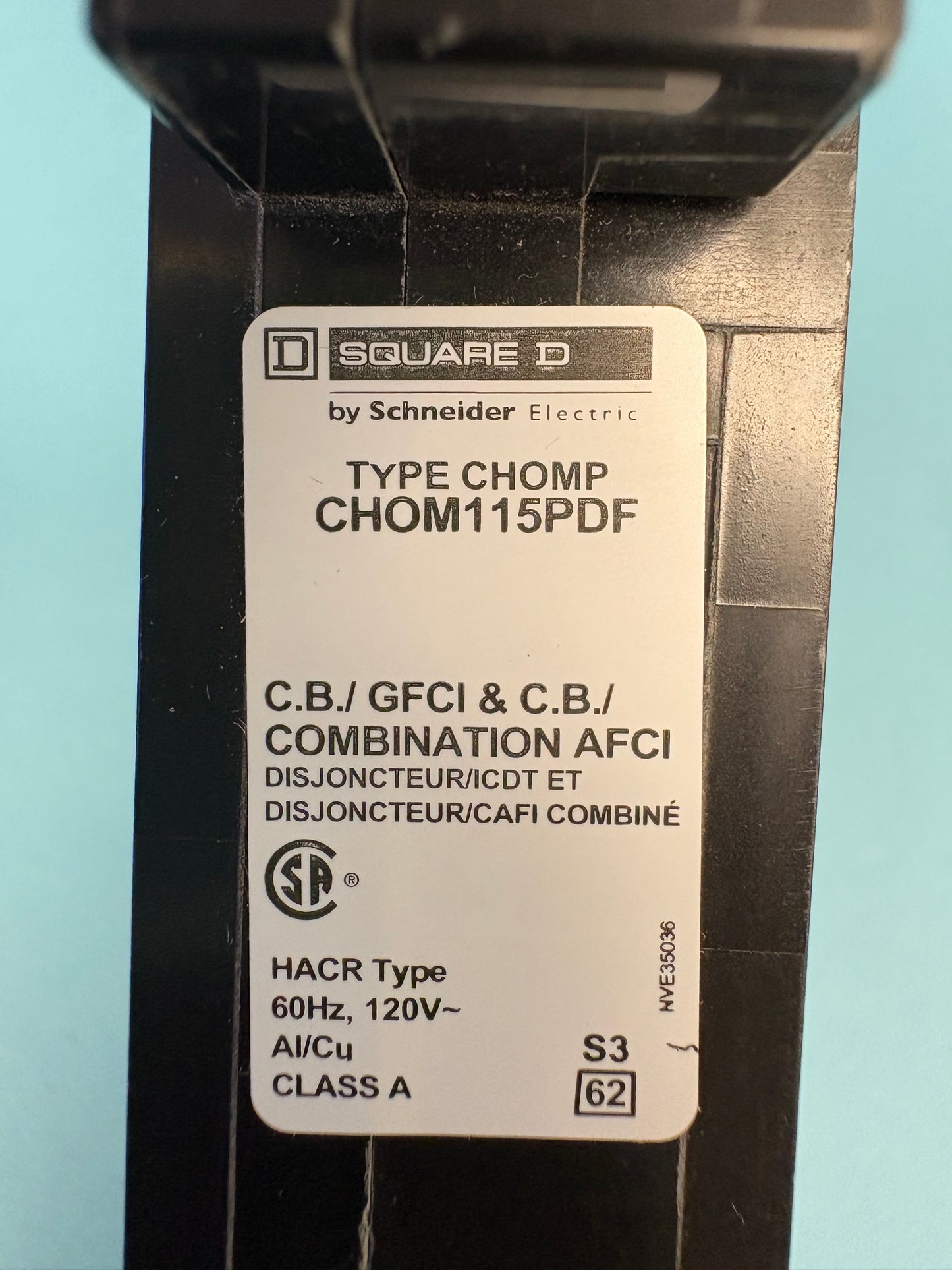 Schneider Square D Homeline CHOM115PDF 15 Amp Dual Function Circuit Breaker (Open Box)