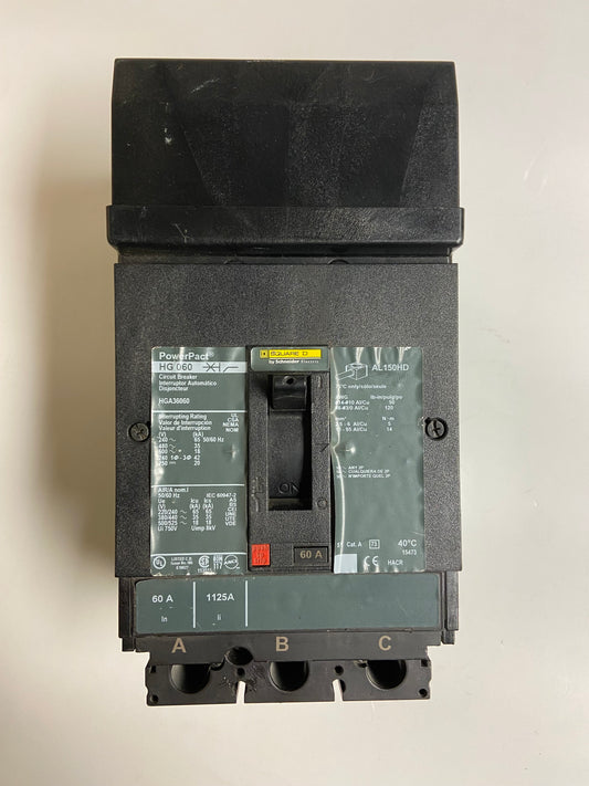 Square D HGA36060 PowerPacT H-Frame Circuit Breaker 60A 3-Pole 600VAC 18kA