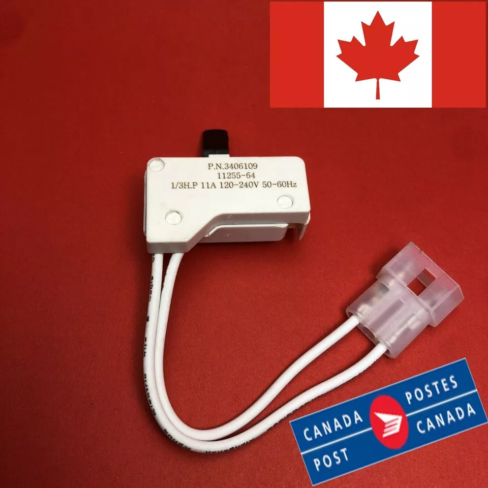 3406109 DRYER DOOR SWITCH FITS WHIRLPOOL KENMORE SEARS MAYTAG 885450